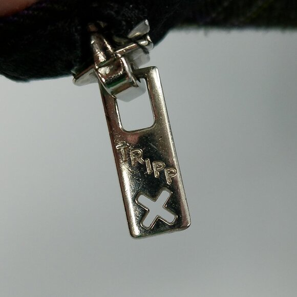 VINTAGE Tripp NYC Womens 13 Green Plaid Metal Ring Punk Low Rise Shorts Capri - Picture 5 of 13